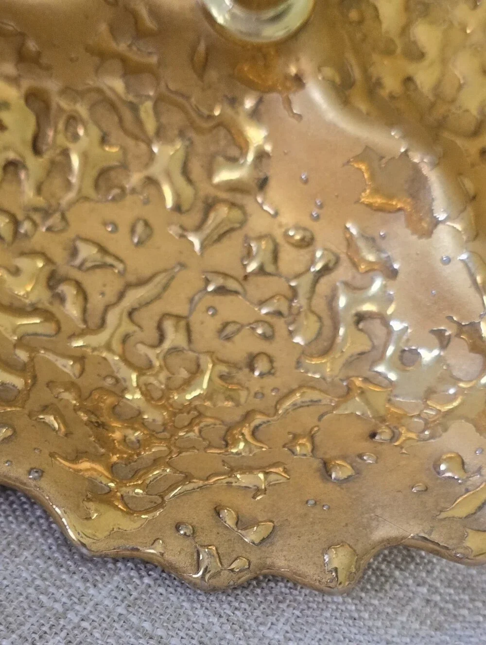 Vintage 22K Hand Decorated Weeping Bright Gold Sectioned Candy Trinket Dish Tray